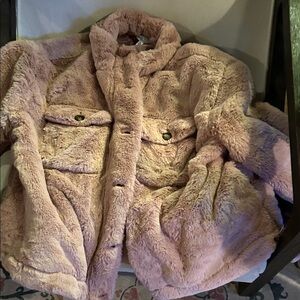 Plush Pink Faux Fur Coat
